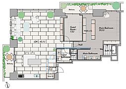 パークコート六本木ヒルトップ 2LDKの間取図画像