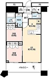 勝どきザ・タワー 2LDKの間取図画像