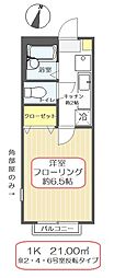 エクセル1 1Kの間取図画像