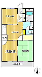 稲垣マンション1 3DKの間取図画像