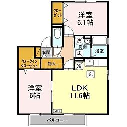 リシアンサス・ガーデンD 2LDKの間取図画像