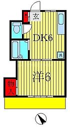 エトワール北柏 1DKの間取図画像