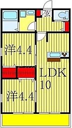 センチュリーオークB棟 2LDKの間取図画像
