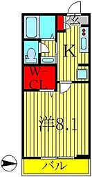 アロファミエント 1Kの間取図画像