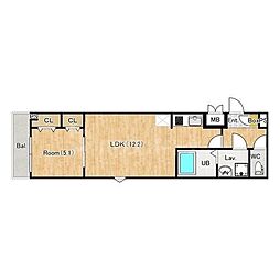 我孫子市青山台3丁目アパート 1LDKの間取図画像