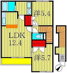 サンモール 2LDKの間取図画像