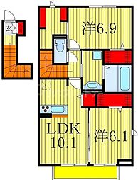 ジュモンターニュ 2LDKの間取図画像