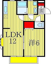 フロイディーハイツ 1LDKの間取図画像