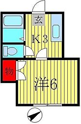 南柏オカモト・コーポ 1Kの間取図画像