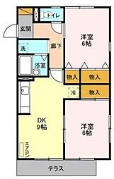ハイム寿々 2DKの間取図画像
