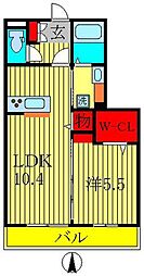 クレシアコート 1LDKの間取図画像