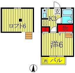 ハイツクワトロ 1Kの間取図画像