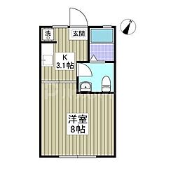エコーハイツB 1Kの間取図画像