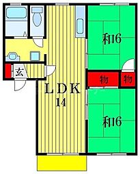 アークヒル・カシワ 2LDKの間取図画像
