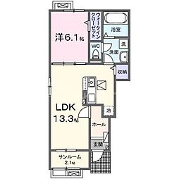 エスタブレB 1LDKの間取図画像