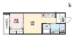 柏市根戸アパート 1LDKの間取図画像