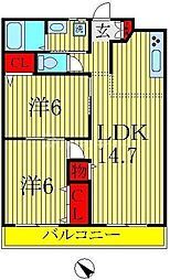 エスポワール富里B 2LDKの間取図画像