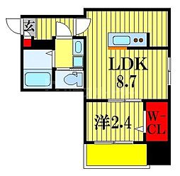 KLEIS南柏2 1LDKの間取図画像