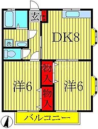 ラビズフォア 2DKの間取図画像