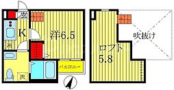 パークサイド南柏 1Kの間取図画像