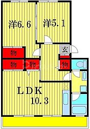 マンションサンエポック 2LDKの間取図画像