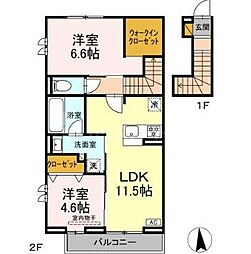 リッシュセゾン O 2LDKの間取図画像