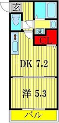 ドエルコート柏たなか 1DKの間取図画像
