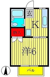 メゾン沢1 1Kの間取図画像
