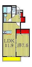 クレール流山おおたかの森 1LDKの間取図画像
