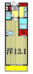 ホワイトウッド 1Kの間取図画像
