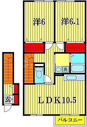 ジュネス 2LDKの間取図画像