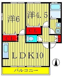 グランデュール1 2LDKの間取図画像