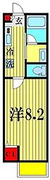 プレジール大室 1Kの間取図画像
