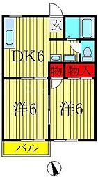 ビバリーハイツ 2DKの間取図画像
