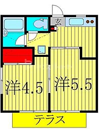 タウンコート柏公園 2Kの間取図画像