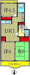 第17パールメゾン平川 3DKの間取図画像