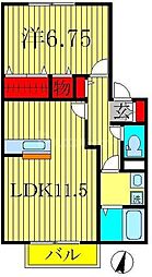キャトルセゾンB 1LDKの間取図画像