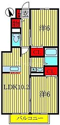 ラフォーレ塚崎 2LDKの間取図画像