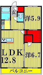 リラフォート豊四季 2LDKの間取図画像