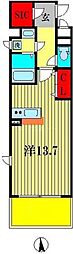 リュージュ ワンルームの間取図画像