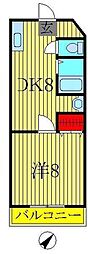 シャトル明原 1DKの間取図画像