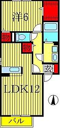 クレストパークE 1LDKの間取図画像