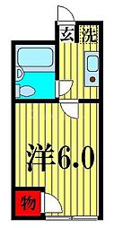 N・Yマンション 1Kの間取図画像