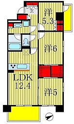 ベルヴュコート柏 3LDKの間取図画像