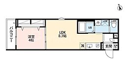 クオリア北柏 1LDKの間取図画像