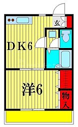 メイプル川間 1DKの間取図画像