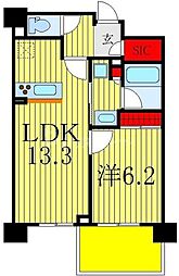 ベルヴュコート柏 1LDKの間取図画像