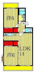 ツインパーク南流山A 2LDKの間取図画像