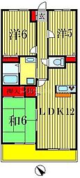 ソレイユ松戸 3LDKの間取図画像
