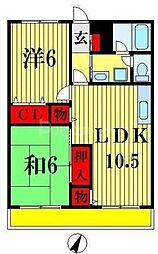 松丸コーポラス 2LDKの間取図画像